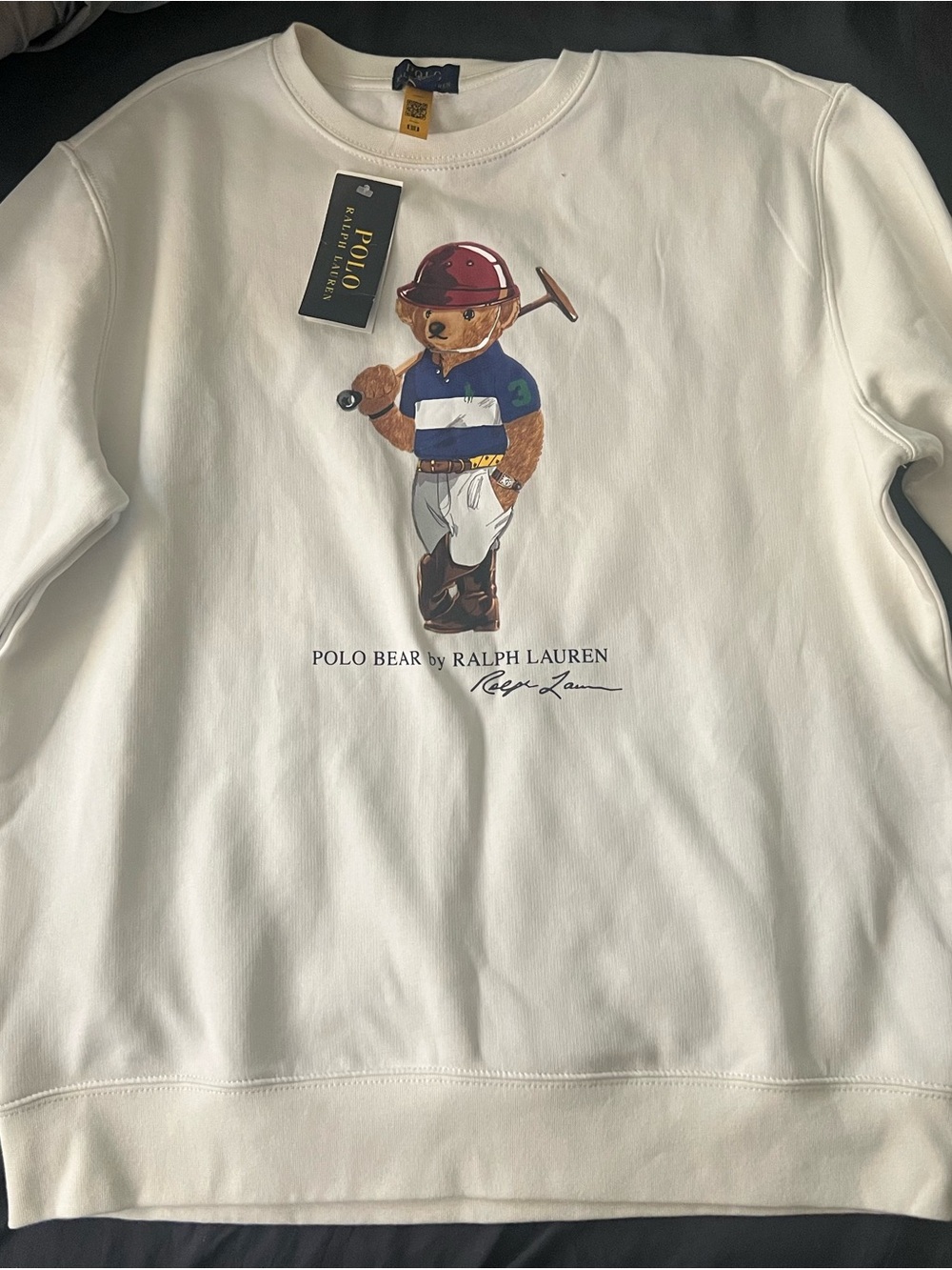 Polo by Ralph Lauren Cream Polo Bear Crewneck Sweatshirt - Picture 2 of 4